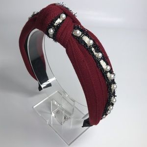 Dark red twist headband